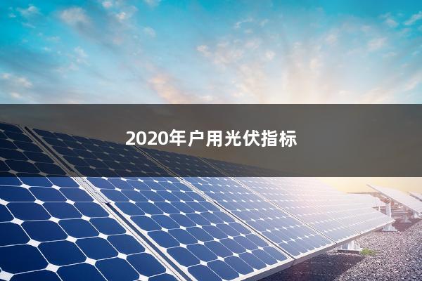 2020年户用光伏指标