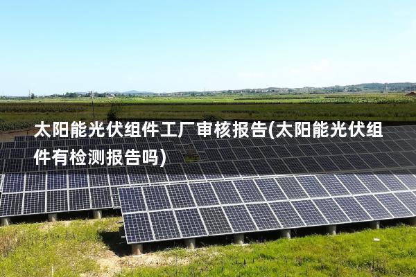 太阳能光伏组件工厂审核报告(太阳能光伏组件有检测报告吗)